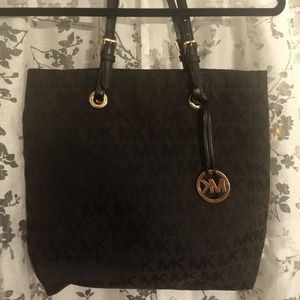 Michael Kors Black Jet Set Logo canvas tote